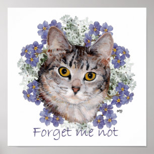 Getigerte Katze Vergissmeinnicht Poster