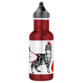Getigerte Katze Weihnachten Santa Hut Katzen Rot W Edelstahlflasche