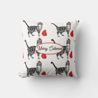 Getigerte Katze Weihnachten Santa Hut Katzen Rot W Kissen