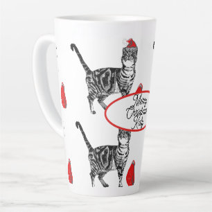 Getigerte Katze Weihnachten Santa Hut Katzen Rot W Milchtasse
