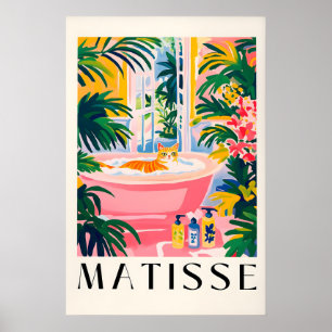 Getigerte Katzen-Badezimmer-Druck im lustigen Mati Poster