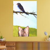 Getigerte Katzen sprechen mit Vögeln Leinwanddruck (Insitu (Wohnzimmer))