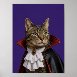 Getigerte Katzenwandkunst — Halloween-Vampir-Haust Poster