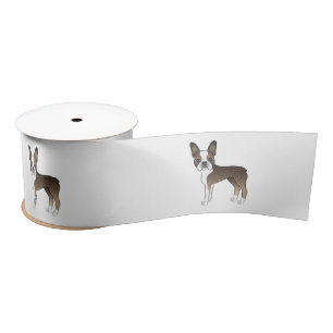 Getigerte und weiße Boston-Terrier-Hund-Illustrati Satinband
