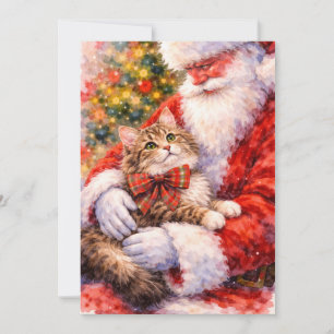 Getigerte Weihnachtskarte mit Weihnachtsmann Feiertagskarte