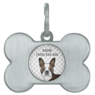 Getigerter Boston Terrier Hundekopf & Haustierinfo Tiermarke
