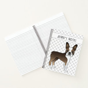 Getigerter Boston Terrier Süßer Cartoon-Hund & Tex Notizblock