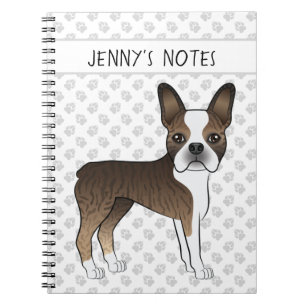 Getigerter Boston Terrier Süßer Cartoon-Hund & Tex Notizblock