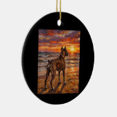 Getigerter Boxer am Sunset Beach Boxer-Hunde-Kunst Keramik Ornament (Rechts)