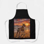 Getigerter Boxer am Sunset Beach Boxer-Hunde-Kunst Schürze (Vorderseite)