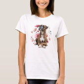 Getigerter Boxerhund & Wildblumen T-Shirt (Vorderseite)