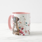 Getigerter Boxerhund & Wildblumen Tasse (Vorderseite Links)