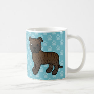Getigerter Cartoon Staffordshire Bull Terrier Kaffeetasse
