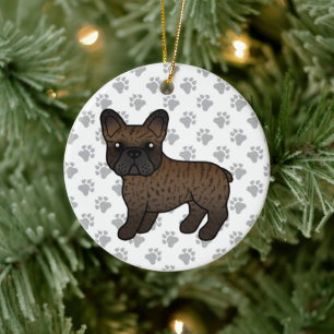 Getigerter Französischer Bulldogge Süßer Cartoon-H Keramik Ornament