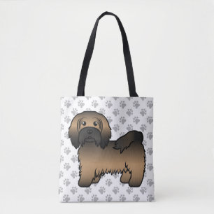 Getigerter Havanese Süßer Cartoon-Hund & Pfoten Tasche