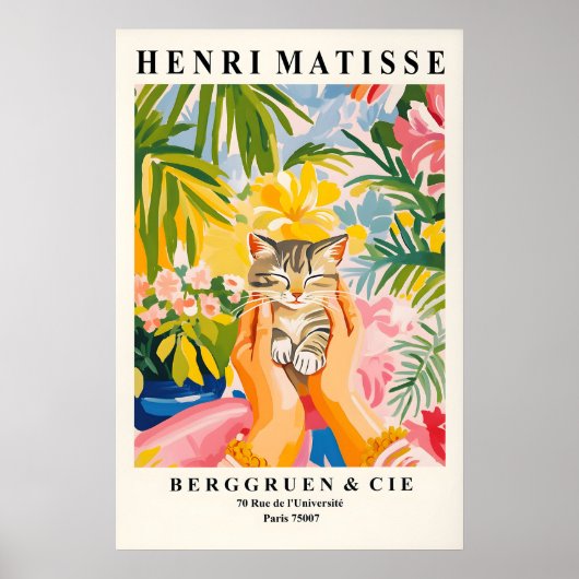 Getigerter Kätzchen-Kunstdruck im Stil von Matisse Poster (Vorne)
