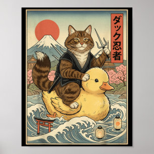 Getigerter Katzen-Ninja Vintage-Japanische Ukiyo-e Poster