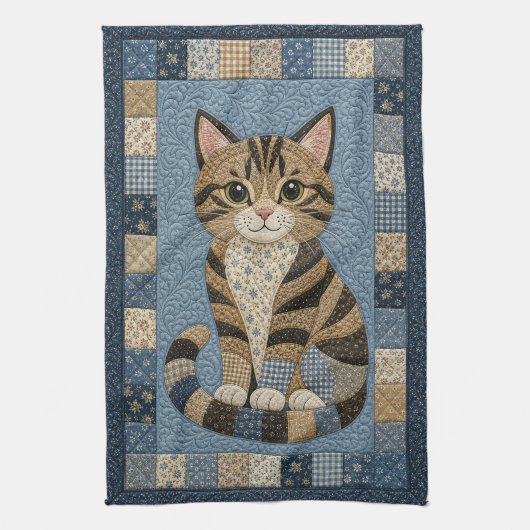 Getigerter Katzenquilt Geschirrtuch (Vertikal)