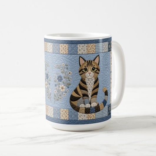 Getigerter Katzenquilt Kaffeetasse (VorderseiteRechts)