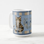 Getigerter Katzenquilt Kaffeetasse (Vorderseite Links)