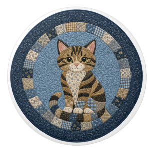Getigerter Katzenquilt  Keramikknauf