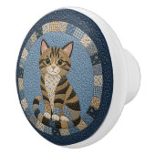 Getigerter Katzenquilt Keramikknauf (Rechts)