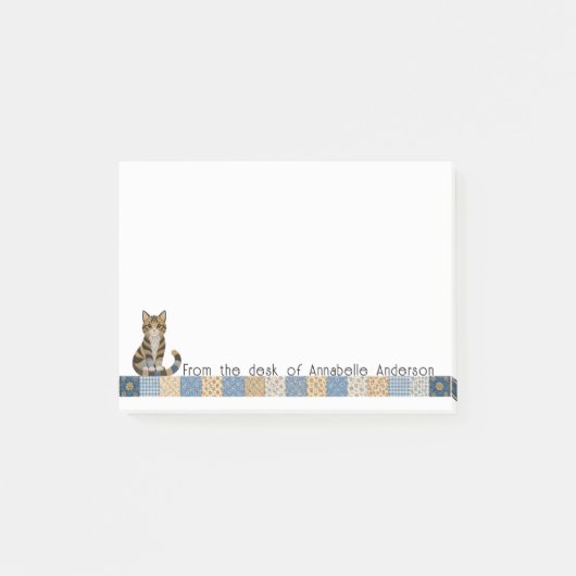 Getigerter Katzenquilt personalisieren Post-it Klebezettel (Vorderseite)