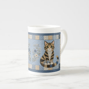 Getigerter Katzenquilt Porzellantasse