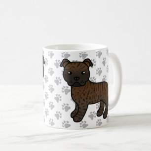 Getigerter Staffordshire Bull Terrier Cartoon-Hund Kaffeetasse