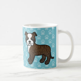 Getigerter und weißer Staffordshire Bull Terrier Kaffeetasse