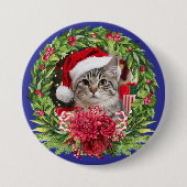 Getigerter Weihnachtskranz Knopf Button (Vorderseite)