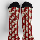 Getigertes Kätzchen mit Text Maroon Socken (Oben)