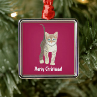 Getigertes Kätzchen Ornament Aus Metall