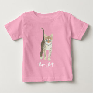 Getigertes Kätzchen Rosa Baby T-shirt