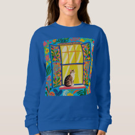 Getigertes Katze am sonnigen Fenster T-Shirt | Far Sweatshirt