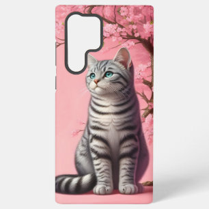 Getigertes Katzen-Japanisches Kirschblüten-Blumen- Samsung Galaxy Hülle