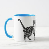 Getigertes Katzen-Mug Blau Tasse (Links)