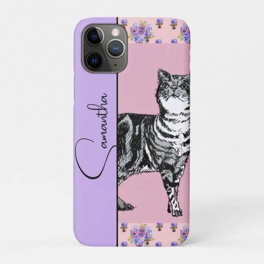 Getigertes Katzen Weibliches Rosa Lavendel Mädchen Case-Mate iPhone Hülle (Rückseite)