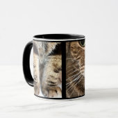 Getigertes Katzengesicht und Pfoten - Lustiges Kat Tasse (Vorderseite Links)