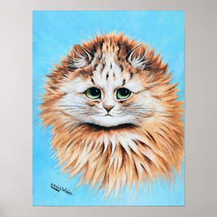 Getigete Katze mit grünen Augen, Louis Wain Poster