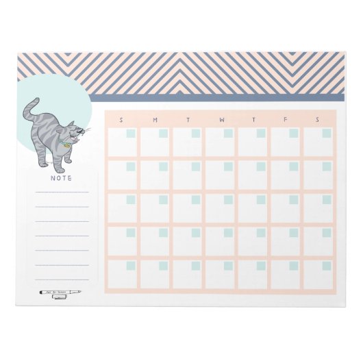 Getigterte Katze Offener Datums-Tischkalender Noti Notizblock (Vorderseite)