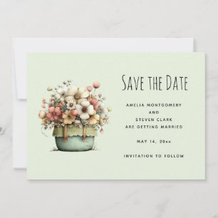 Getopfte Blumen gemütlicher Shabby-Chic-Stil Süß Save The Date