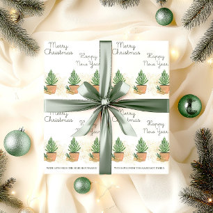 Getöpfter Tannenbaum und personalisiertes Weihnach Geschenkpapier