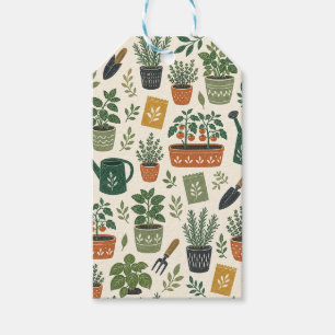Getöpftes Kräuter- und Tomatengarten-Botanikmuster Geschenkanhänger