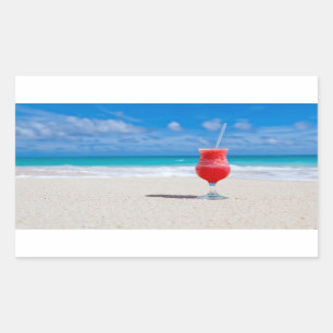 Getränk auf Strandaufklebern Rechteckiger Aufkleber