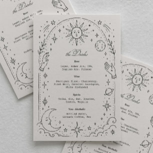 Getränk für die himmlische Hochzeit im Vintage-Sti Menükarte