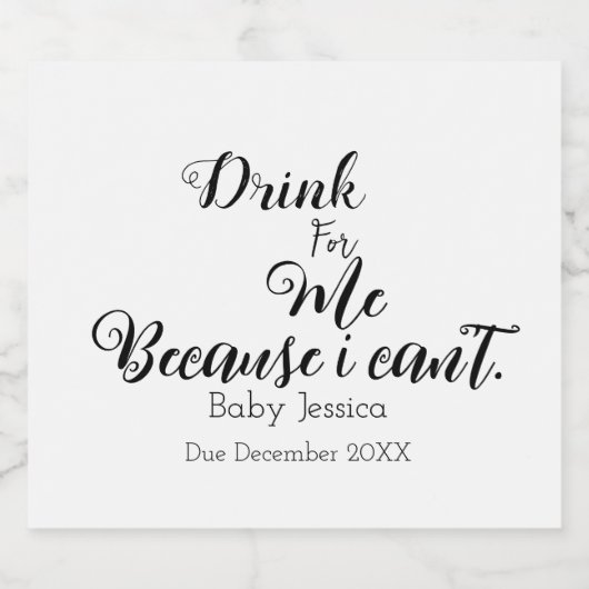 Getränk für mich schwanger Ankündigung Weinetikett Schaumweinetikett (Einzelnes Label)