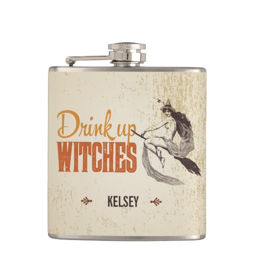 Getränk herauf Hexen personifizieren Flasche Flachmann (Vorderseite)