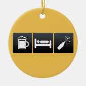 Getränk, Schlaf und Champagner Keramik Ornament (Vorne)