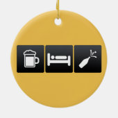 Getränk, Schlaf und Champagner Keramik Ornament (Hinten)